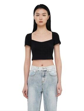 Ann Andelman Square Neck Short Sleeve T-Shirt
